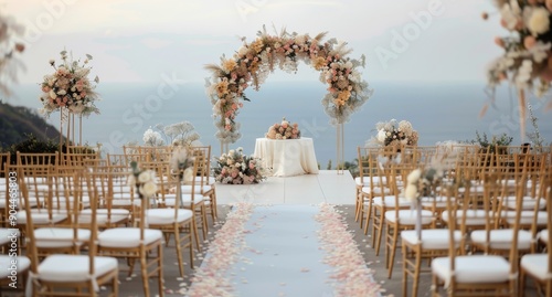 Romantic Beachside Wedding Ceremony Setup at Sunset