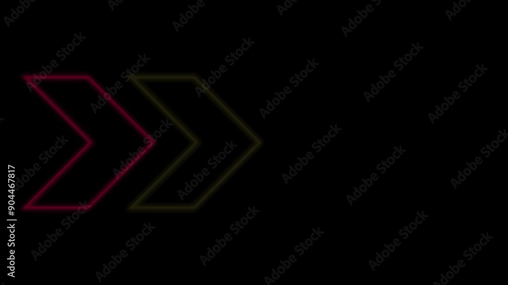 Glowing neon arrows pointing to the right. Light neon futuristic sign animation
Glowing neon arrows pointing to the right. Light neon futuristic sign animation