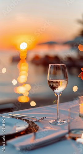 Romantic Sunset Dinner With Candles on the Beach