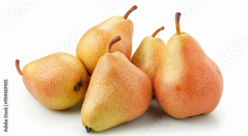 Fresh Ripe Pears Displayed on White Background