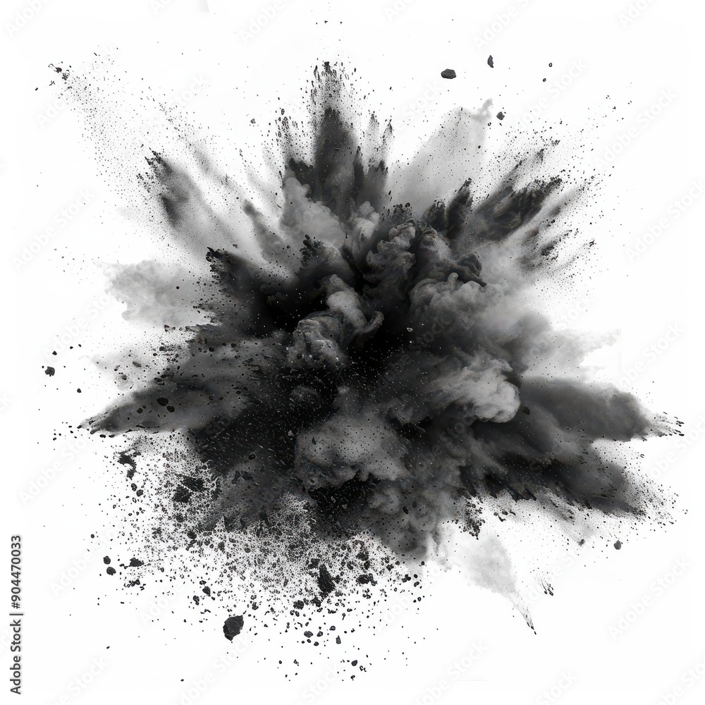 Black Chalk Explosion on White Background Black Chalk Explosion on White Background