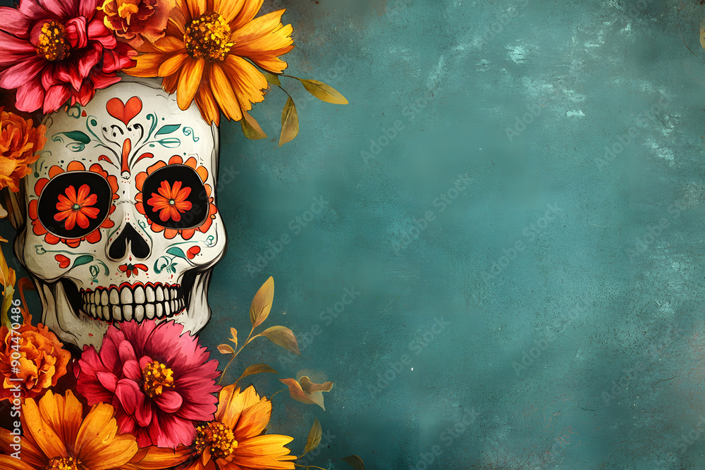 Dia de los Muertos background with copy space Dia de los Muertos background with copy space