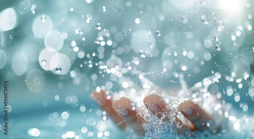 Hands Catching Raindrops During a Rain Shower in a Natural Setting