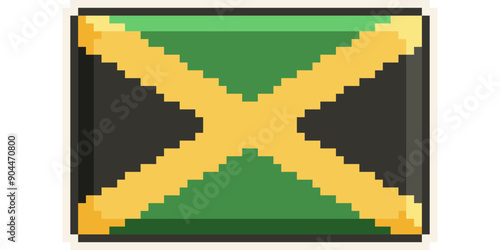 Jamaica, America and the Caribbean flag, Pixel Art, Retro 8 bit game style