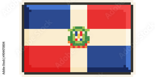 The Dominican Republic, America and the Caribbean flag, Pixel Art, Retro 8 bit game style