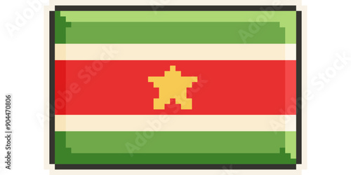 Suriname, America and the Caribbean flag, Pixel Art, Retro 8 bit game style