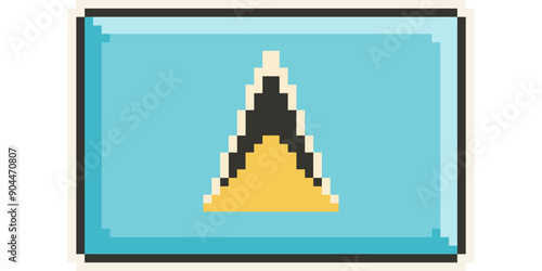  Saint Lucia, America and the Caribbean flag, Pixel Art, Retro 8 bit game style
