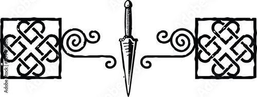 Celtic Knot Header - Square Ends - Medieval Dagger