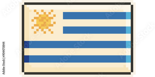 Uruguay, America and the Caribbean flag, Pixel Art, Retro 8 bit game style