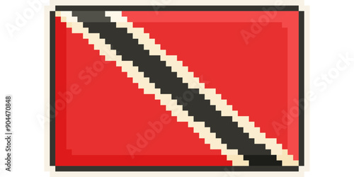 Trinidad and Tobago, America and the Caribbean flag, Pixel Art, Retro 8 bit game style