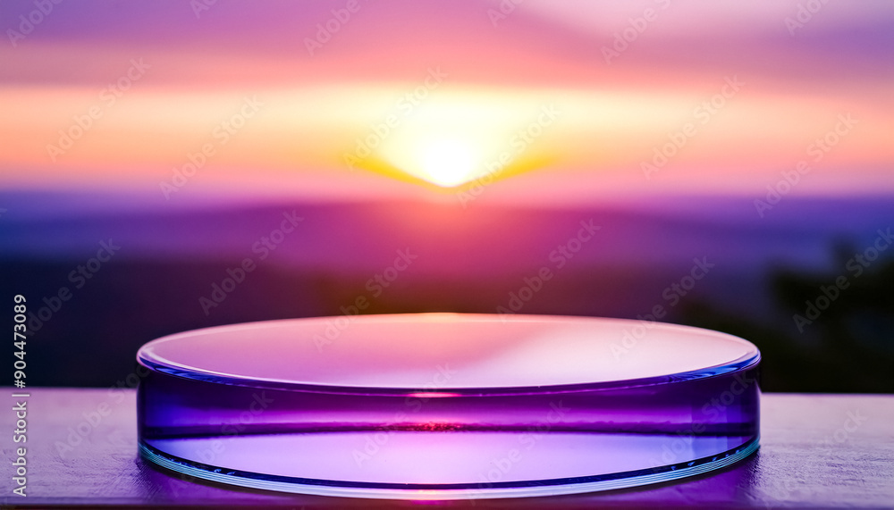 Glass Platform On Purple Gradient Background Glass Platform On Purple Gradient Background