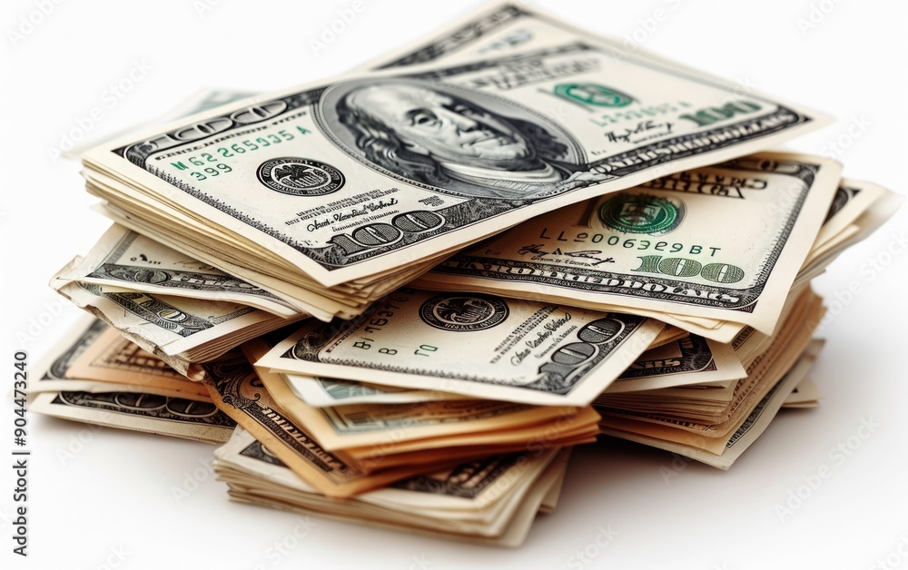 Pile of money, dollars ,white background. Pile of money, dollars ,white background.
