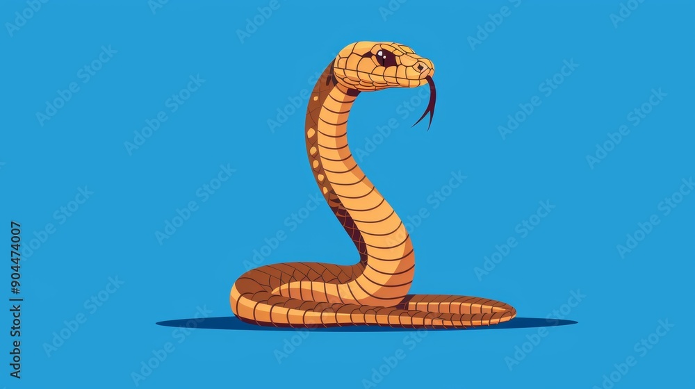 Fototapeta premium Cobra Snake Illustration on a Blue Background, Snake, Reptile, Illustration, Design