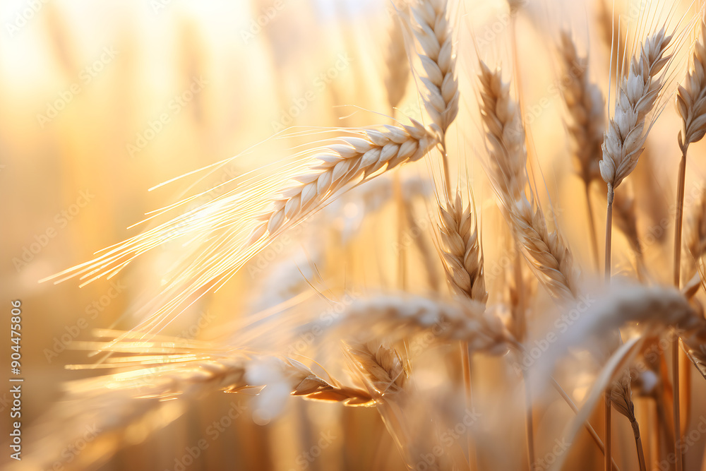 Golden Sunlit Ear of Wheat - A Majestic Depiction of Farming Prosperity and Nature's Abundance Golden Sunlit Ear of Wheat - A Majestic Depiction of Farming Prosperity and Nature's Abundance