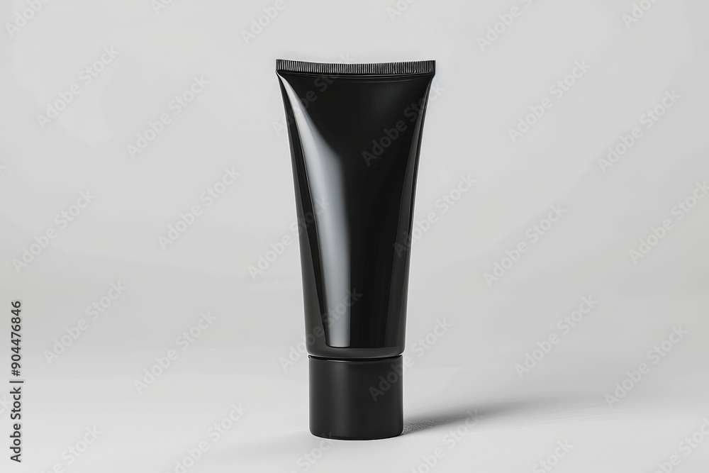 A sleek and shiny black tube stands out against a plain gray background, showcasing a modern and contemporary design with a strong focus on elegance and simplicity. A sleek and shiny black tube stands out against a plain gray background, showcasing a modern and contemporary design with a strong focus on elegance and simplicity.