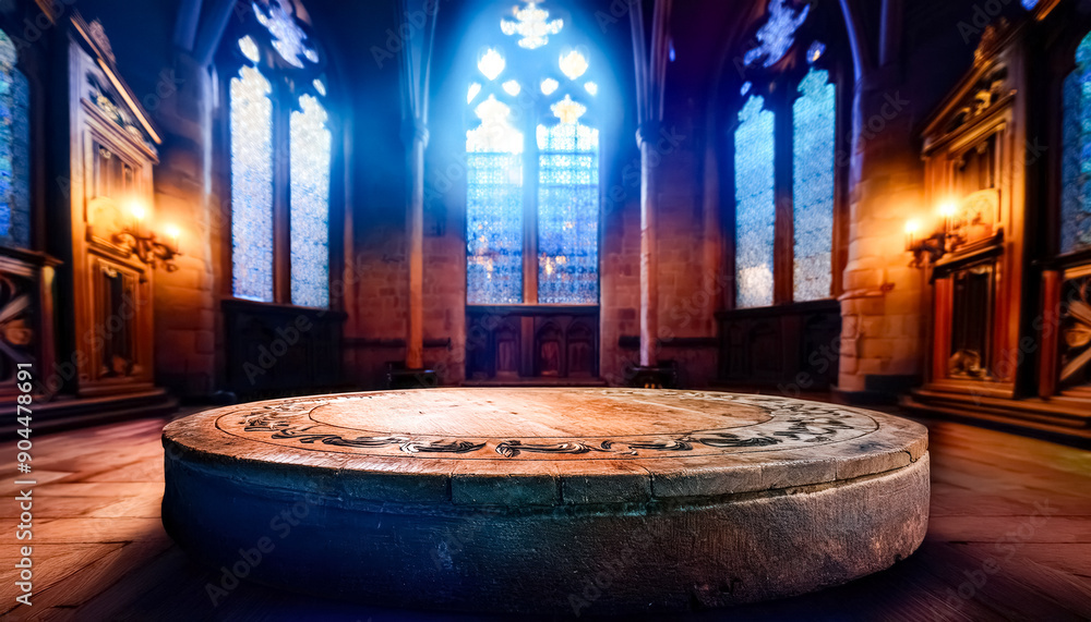 Wooden platform in an old church Wooden platform in an old church