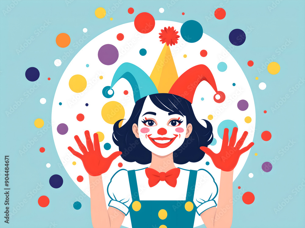 Woman clown with confetti Woman clown with confetti