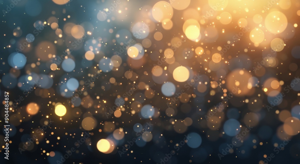 Shimmering Golden Bokeh Lights Creating a Magical Atmosphere at Dusk Shimmering Golden Bokeh Lights Creating a Magical Atmosphere at Dusk