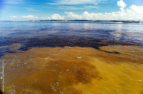 Meeting of Negro and Solimões rivers watersThis amazing phenomenon stretches for 6 km and is caused by irreconcilable differences in the water properties between the two rivers. Manaus, Brazil, 2020 photo