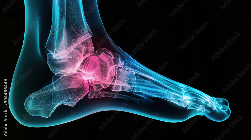 A foot skeleton is shown in a black and white photo. The image is of a foot with a bone structure that is visible. The skeleton is shown in a way that makes it look like it is a real foot A foot skeleton is shown in a black and white photo. The image is of a foot with a bone structure that is visible. The skeleton is shown in a way that makes it look like it is a real foot