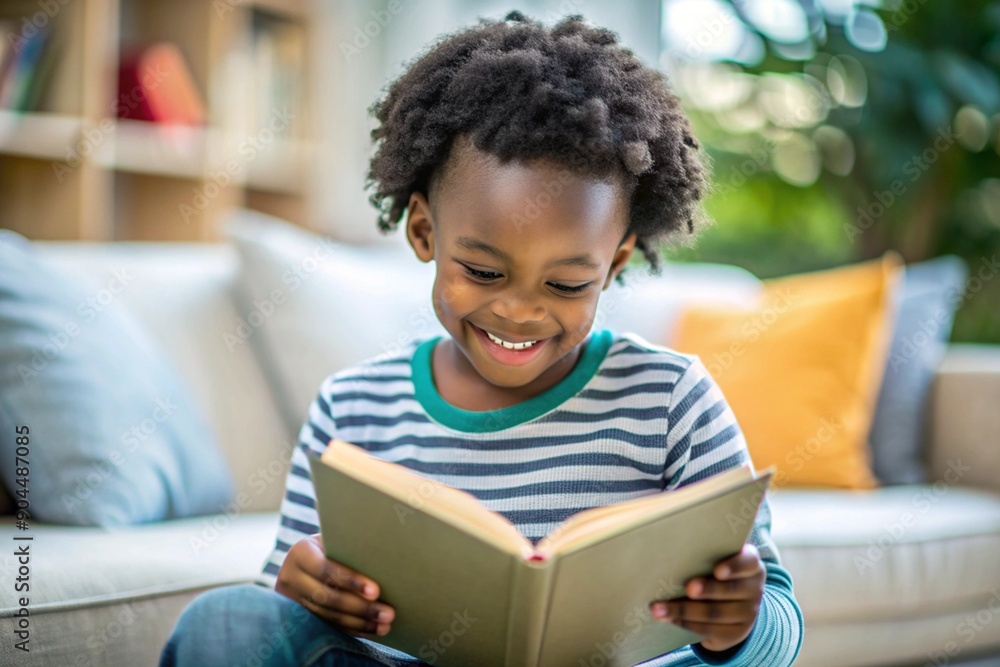 Black African boy reading book Black African boy reading book
