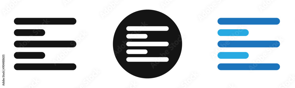 Alignment icon outline collection or set in black and white Alignment icon outline collection or set in black and white