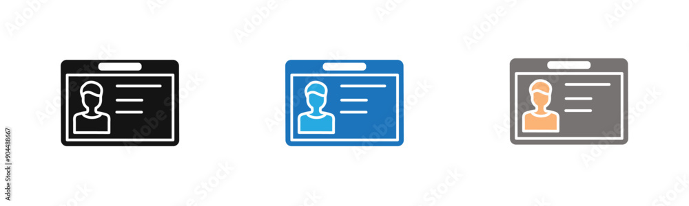 identity card icon outline collection or set in black and white identity card icon outline collection or set in black and white
