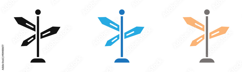crossroads sign icon outline collection or set in black and white crossroads sign icon outline collection or set in black and white