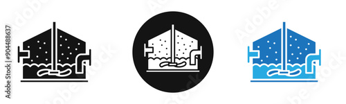 Foto anaerobic digestion biomass icon outline collection or set  in black and white