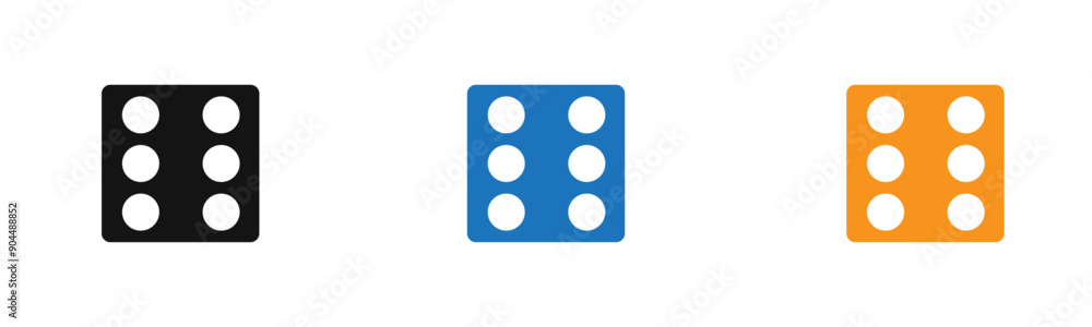 Dice Six Icon outline collection or set in black and white Dice Six Icon outline collection or set in black and white