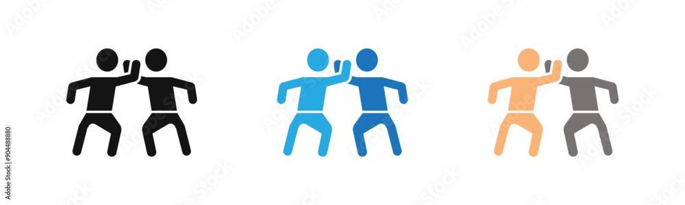 karate icon outline collection or set in black and white karate icon outline collection or set in black and white