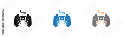 Joystick icon outline collection or set  in black and white