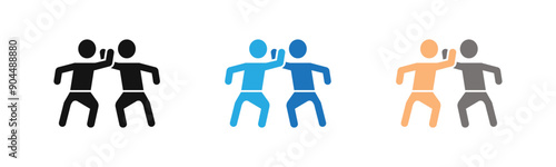 karate icon outline collection or set  in black and white