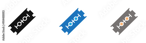 Blade razor icon outline collection or set  in black and white