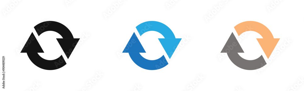 Refresh icon outline collection or set in black and white Refresh icon outline collection or set in black and white