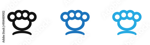 brass knuckles icon outline collection or set  in black and white