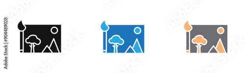Tableau sur toile Edit Image Icon outline collection or set  in black and white