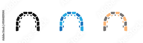 lingual braces icon outline collection or set  in black and white