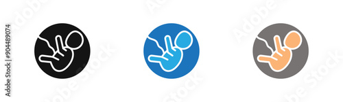 Embryo Child icon outline collection or set  in black and white
