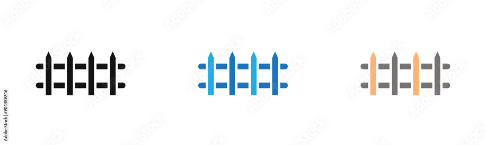 fence icon outline collection or set  in black and white