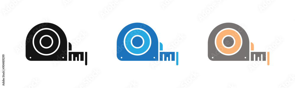 measure tape icon outline collection or set  in black and white