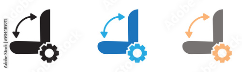 Car seat adjustment icon outline collection or set  in black and white