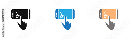 finger confirms signature icon outline collection or set  in black and white