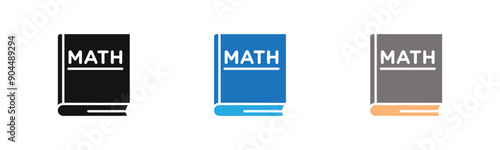Maths book icon outline collection or set  in black and white