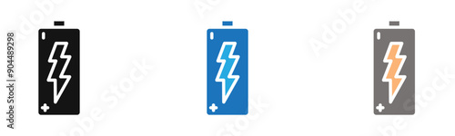 Charging battery icon outline collection or set  in black and white