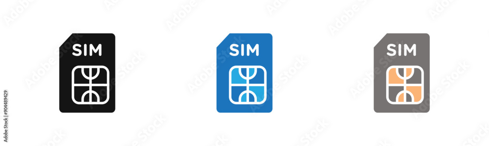 sim card icon outline collection or set in black and white sim card icon outline collection or set in black and white