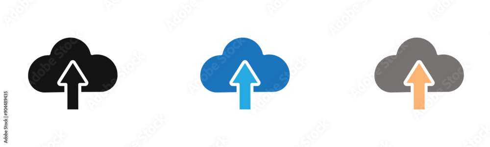 cloud upload icon outline collection or set in black and white cloud upload icon outline collection or set in black and white