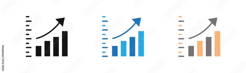 growth arrow bars icon outline collection or set in black and white growth arrow bars icon outline collection or set in black and white