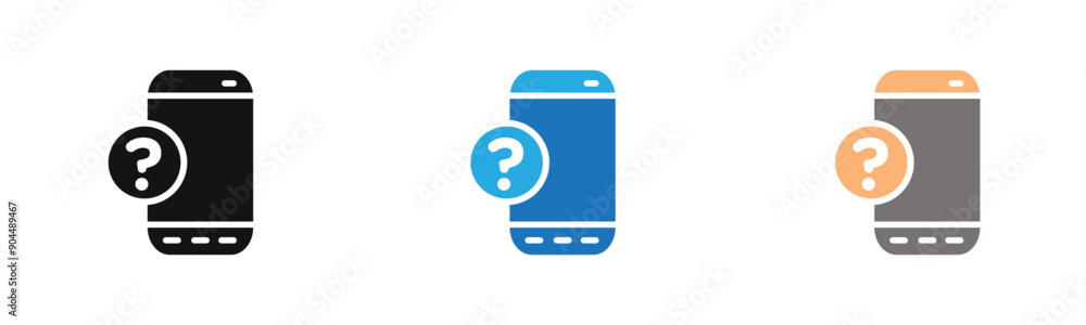 Smartphone Help and Support icon outline collection or set in black and white Smartphone Help and Support icon outline collection or set in black and white
