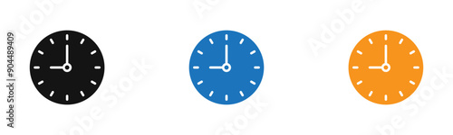 Clock time icon outline collection or set  in black and white